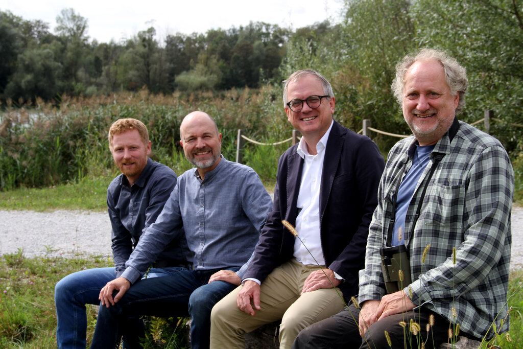 Land Salzburg/Melanie Hutter - Johann Seiwald (Referat Wasserbau Land Salzburg), Bernhard Riehl (Referat Naturschutzrecht Land Salzburg), Markus Graggaber (Abteilungsleiter Natur und Umwelt Land Salzburg) und Norbert WInding(ehem. Dir. d. Hauses d. Natur)